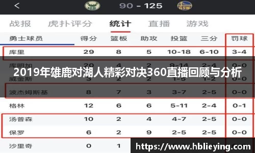 2019年雄鹿对湖人精彩对决360直播回顾与分析