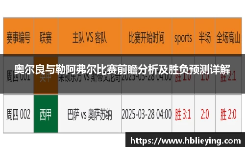 奥尔良与勒阿弗尔比赛前瞻分析及胜负预测详解